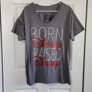 Disney Store Gray Short Sleeve V-neck Stretch T-shirt‎ Size 2XL Theme Park Walt